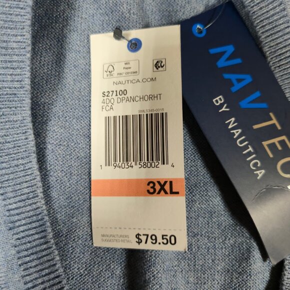 Navtech by Nautica NWT Mens Vneck Sweater Size 3XL Blue Preppy Business Casual - Picture 5 of 8